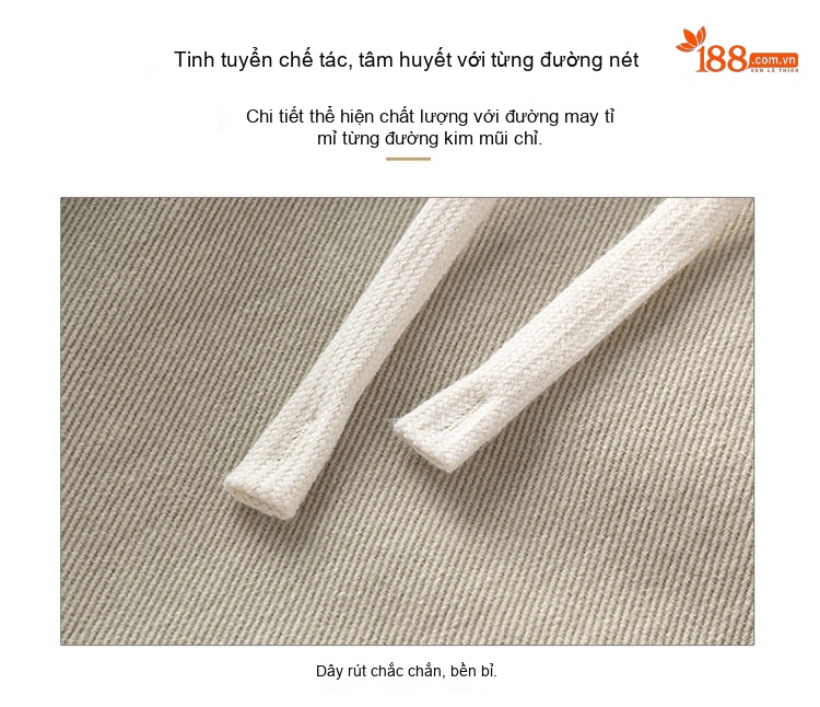 Quần Dài Nam Ống Rộng Lưng Thun Phong Cách Mỹ, Nhật Bản Màu Đen, Nâu, Kem chi tiết 6