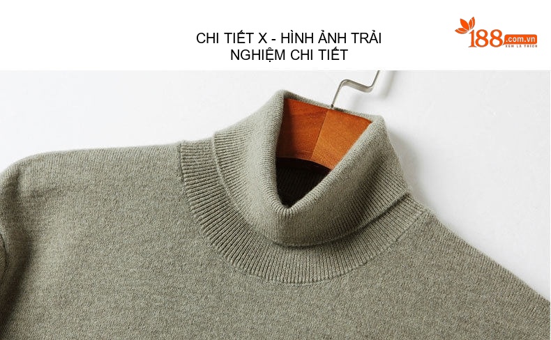 Áo Len Cổ Lọ Nam 100% Pure Wool (Lông Cừu) Dệt Kim Mỏng Màu Xám, Đen, Trắng, Xanh... chi tiết 20