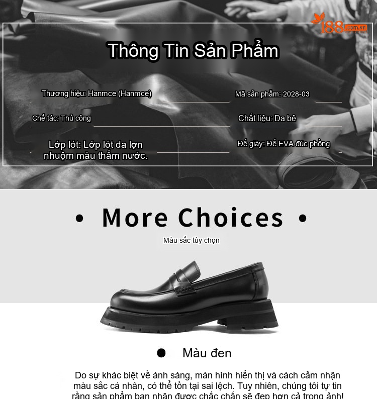 Giày Lười Nam Da Thật Đế Dày Chiều Cao Đế Khoảng 5cm Màu Đen chi tiết 6