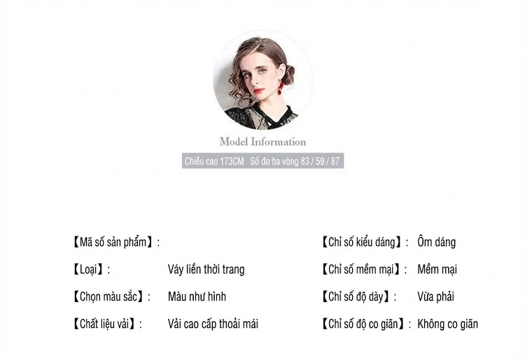 Đầm Ren Tay Dài Cổ Nơ Xuyên Thấu Eo Thun Xếp Ly Dáng Dài Nữ Màu Đen chi tiết 12
