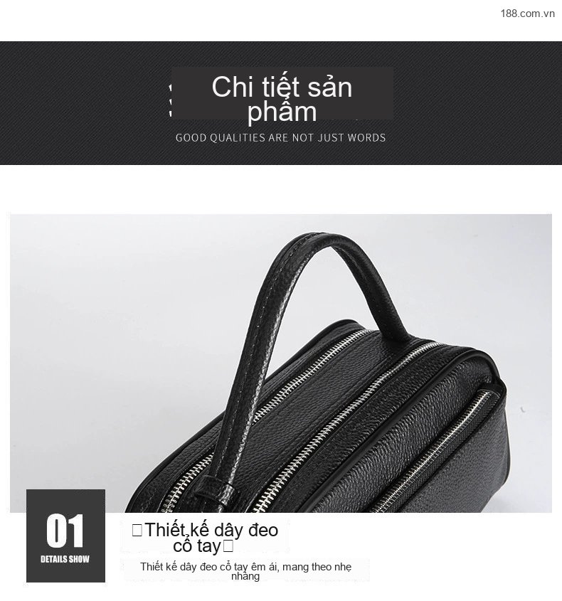 Ví Cầm Tay Nam Da Bò Đa Ngăn, Đựng Tiền, Điện Thoại Màu Đen chi tiết 26