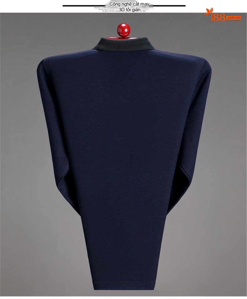 Áo Thun Polo Nam Tay Dài Cashmere Cổ Bẻ Phong Cách Doanh Nhân Màu Đen, Xám, Xanh Navy chi tiết 28