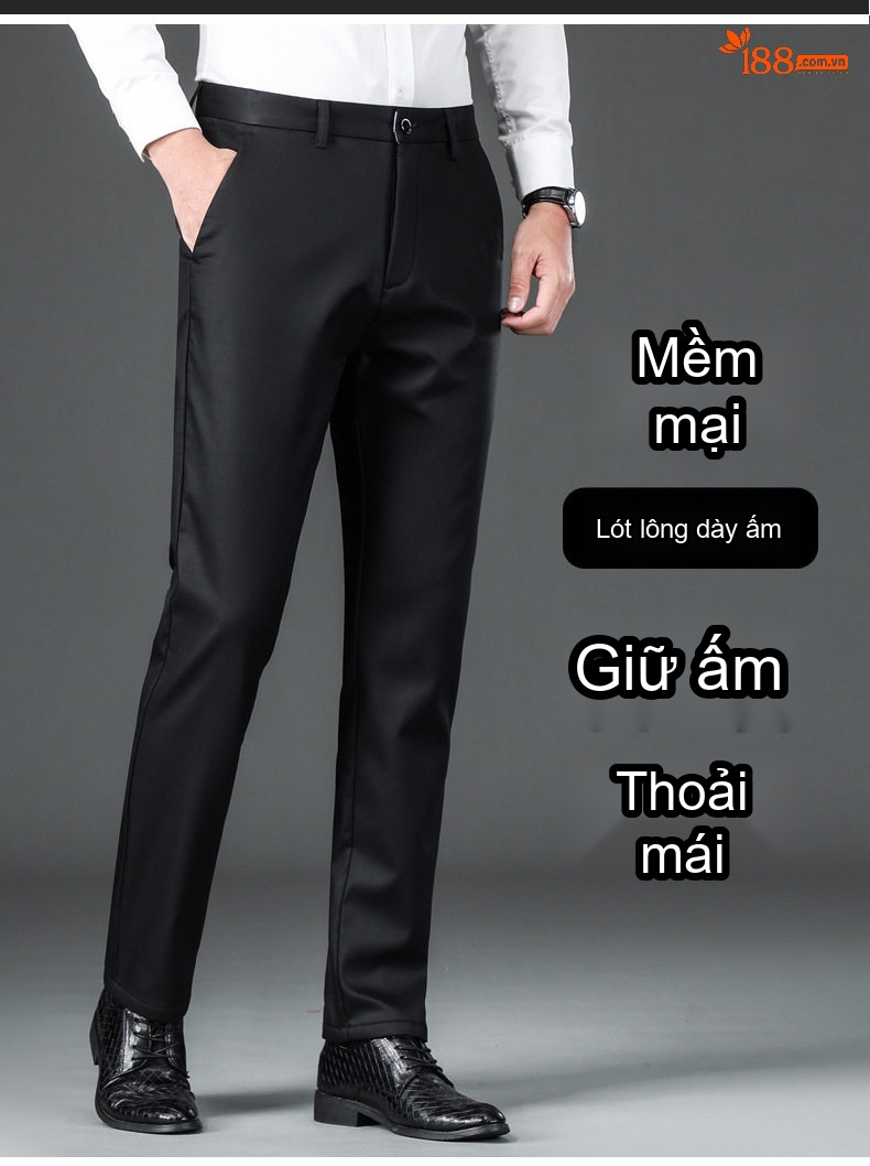 Quần Âu Nam Dáng Ôm Lót Lông Dày Dặn Phong Cách Công Sở Màu Đen, Xanh Navy, Nâu chi tiết 5