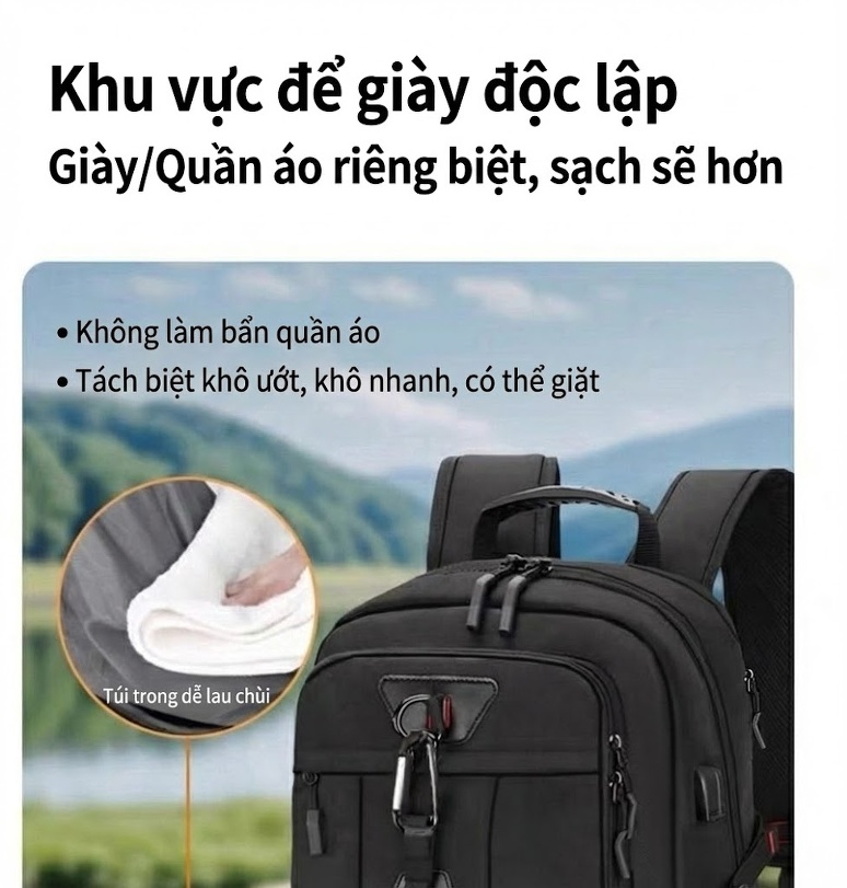 Balo du lịch leo núi nam chống thấm đa năng dung tích lớn 80L chi tiết 9