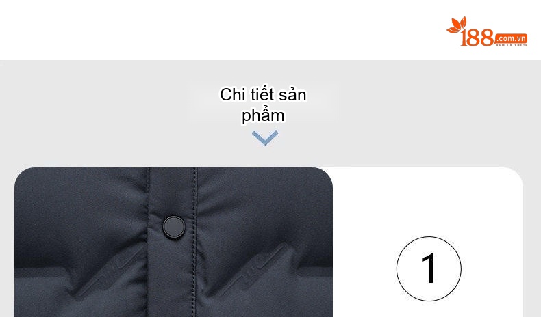 Áo Khoác Phao Nam Cổ Bẻ Lông Vũ Dáng Ôm Vừa, Mỏng Nhẹ Màu Xám Đen chi tiết 9