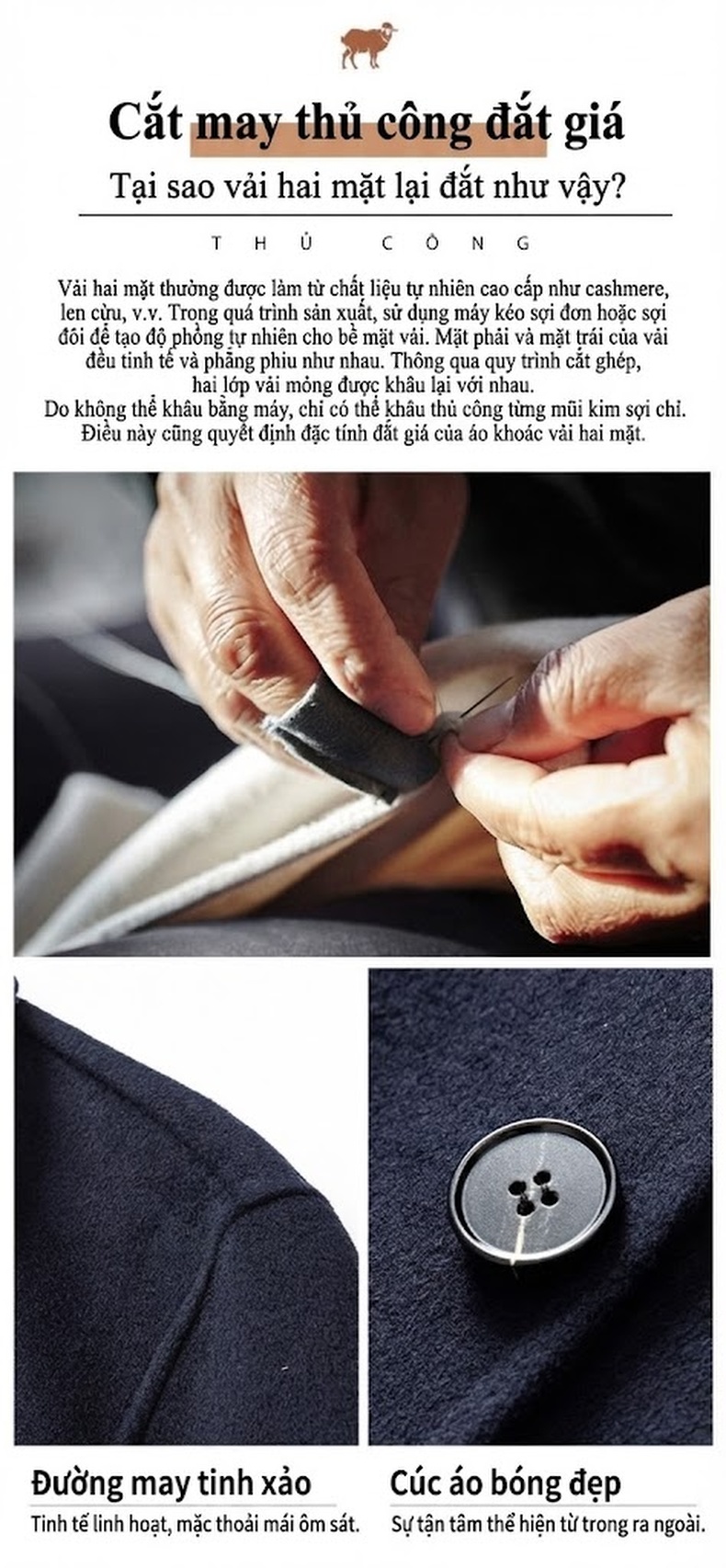 Áo Khoác Dạ Nam Hai Mặt Dáng Dài Vừa Phong Cách Business Casual Màu Đen, Xanh Navy chi tiết 10