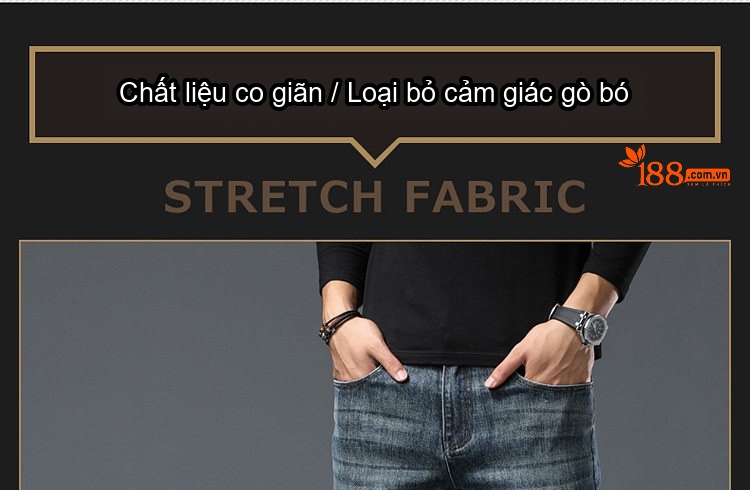Quần Jean Dáng Suông Co Giãn Thu Đông Dày Dặn Lưng Cao Màu Xanh Đen, Đen chi tiết 36
