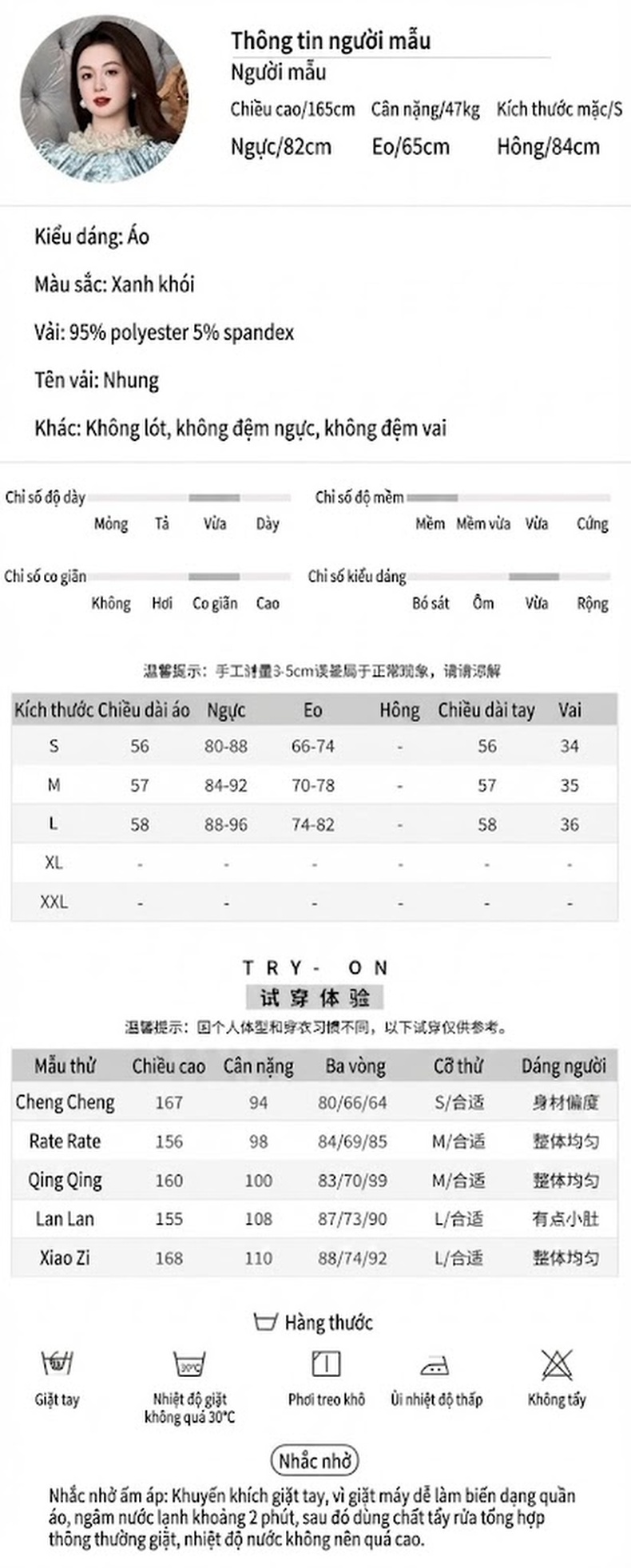 Áo Dệt Kim Nữ Tay Dài Nhung Tăm Cổ Lọ Ôm Dáng Thiết Kế Pháp Màu Xanh, Trắng chi tiết 2