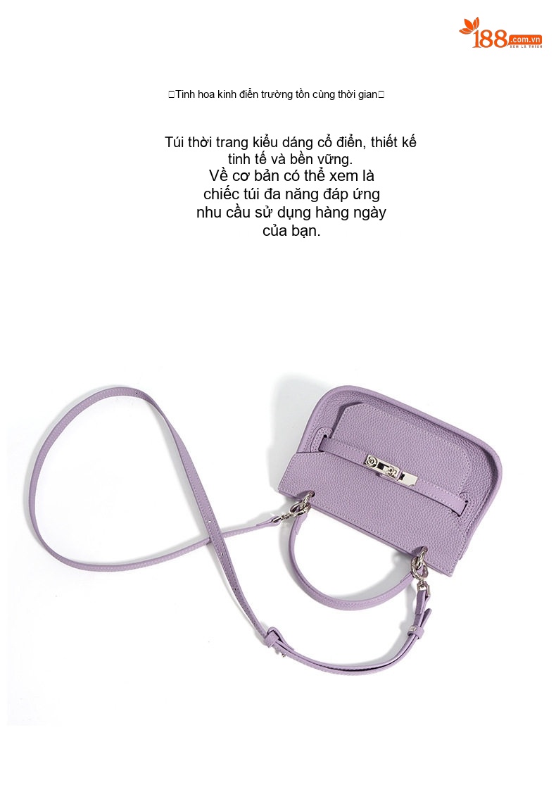 Túi Xách Nữ Mini Da Bò Đeo Vai, Đeo Chéo Màu Tím, Nâu, Xanh Lá chi tiết 9