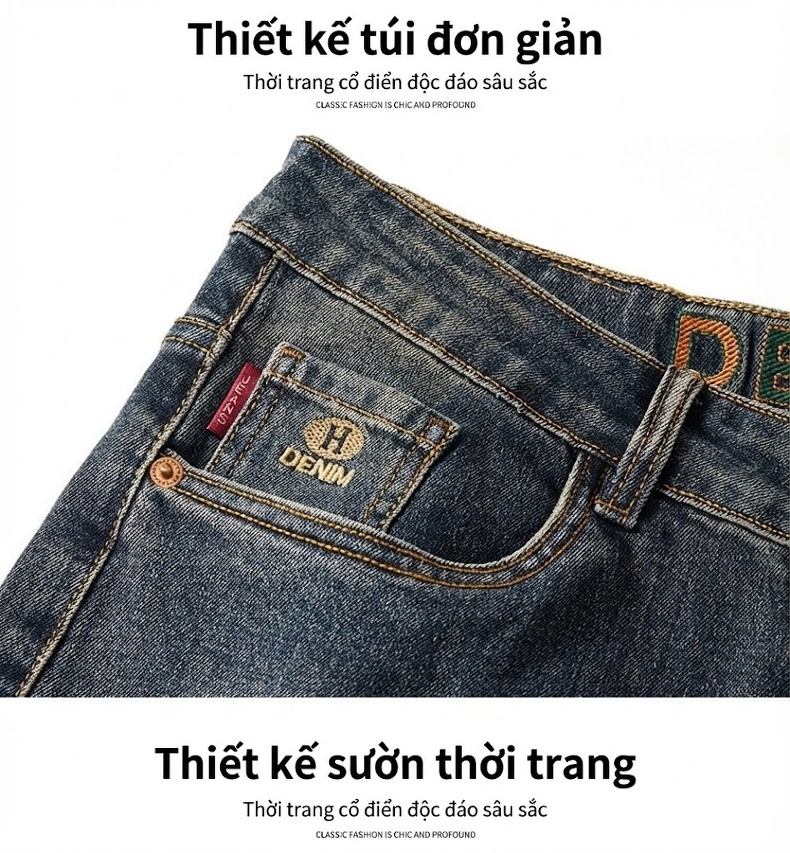 Quần Jean Nam Ống Đứng Dáng Ôm Co Giãn Nhẹ Phong Cách Thời Trang Màu Xanh Dương chi tiết 12