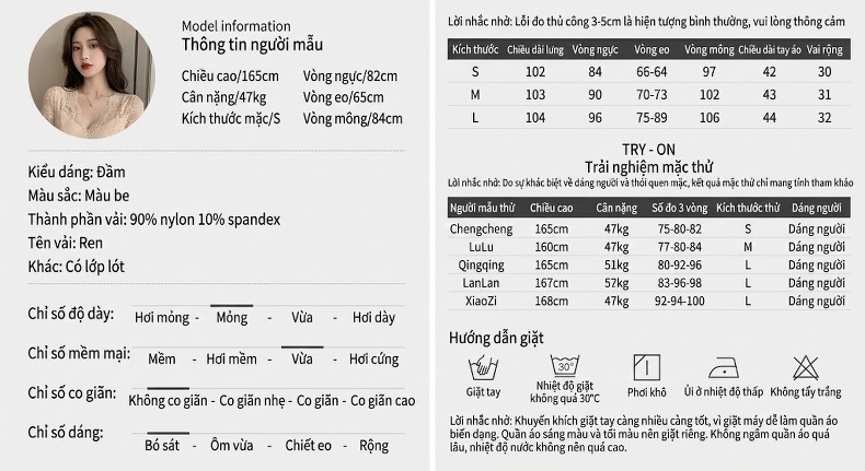 Váy Đầm Ôm Body Nữ Tay Dài Cổ chữ V Ren Thân Nhún Bèo Màu Trắng Kem chi tiết 2