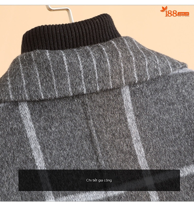Áo Khoác Dạ Nữ Họa Tiết Houndstooth Dáng Rộng Thu Đông Màu Đen, Trắng, Nâu, Xám chi tiết 15