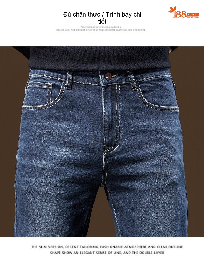 Quần Jean Dáng Suông Nam Co Giãn Thoải Mái Phong Cách Casual Màu Xanh Đen chi tiết 25