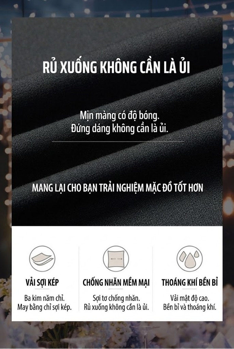 Bộ Vest Nam Áo Blazer Xẻ Tà Hai Bên Màu Đen chi tiết 7