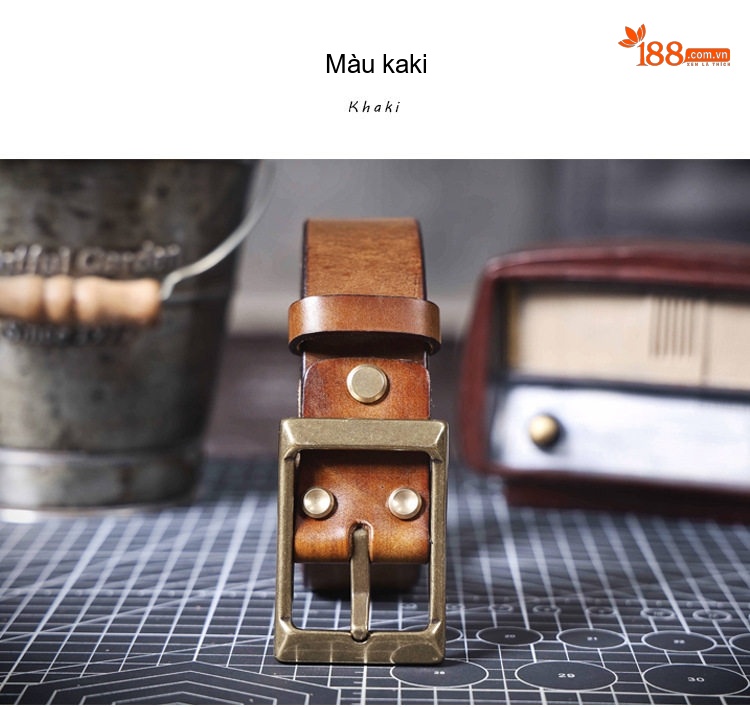 Thắt Lưng Nam Da Bò Khóa Kim Loại Phong Cách Retro Màu Nâu, Đen chi tiết 32