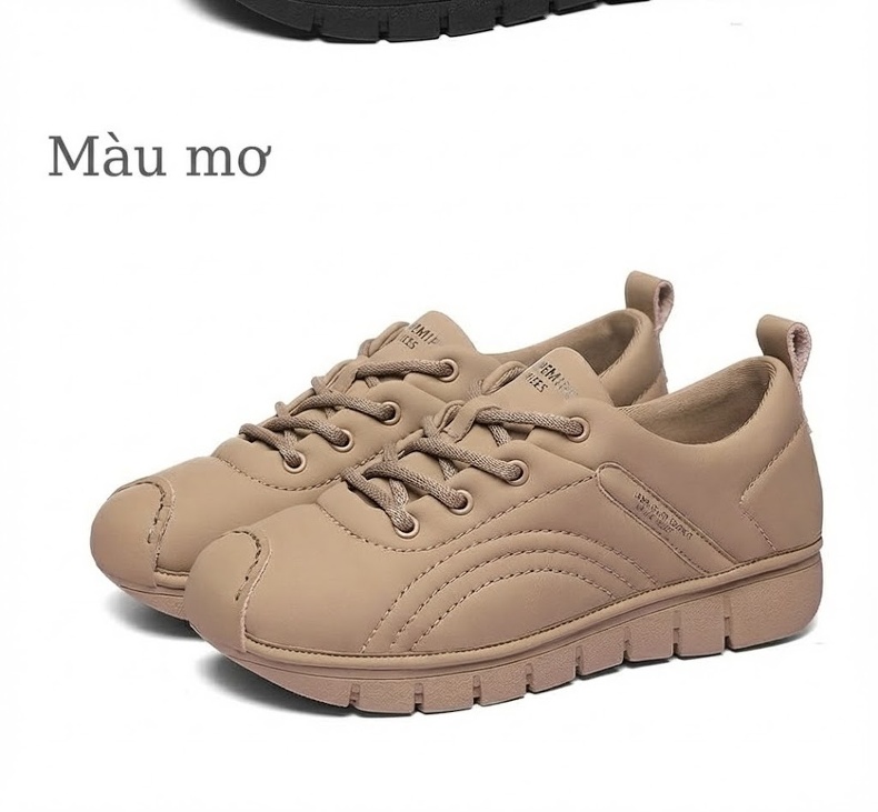 Giày Thể Thao Nữ Đế Mềm Mũi Tròn Có Dây Thoải Mái Chiều Cao Đế Khoảng 3cm Màu Đen, Nâu chi tiết 12