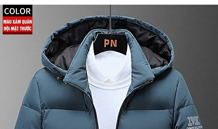 Áo Khoác Phao Nam Dáng Dài Có Mũ Trùm Đầu Cotton Dày Dặn Màu Đen, Xanh Dương, Xanh... chi tiết 23