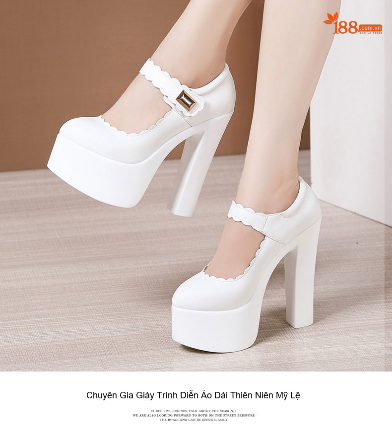 Giày Cao Gót Nữ Đế Xuồng 15cm Quai Ngang Mũi Nhọn Phong Cách Vintage Màu Đen, Bạc, Trắng, Đỏ... chi tiết 13