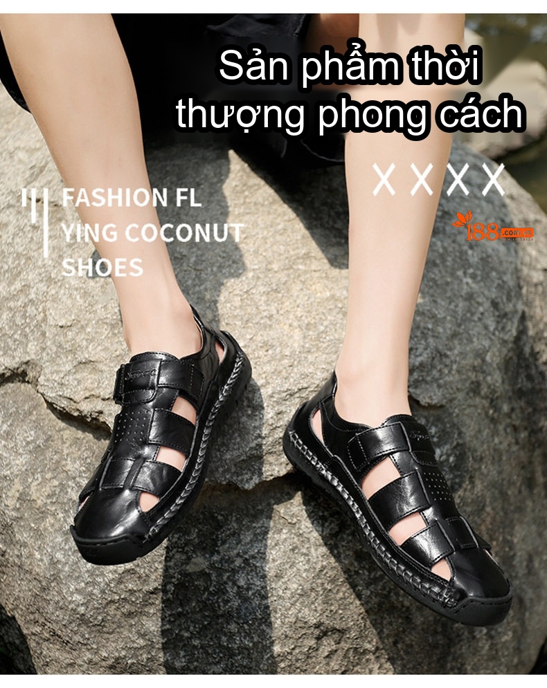 Sandal Nam Da Thật Thủ Công Chiều Cao Đế Khoảng 3cm Màu Nâu, Đen, Xanh Navy... chi tiết 3