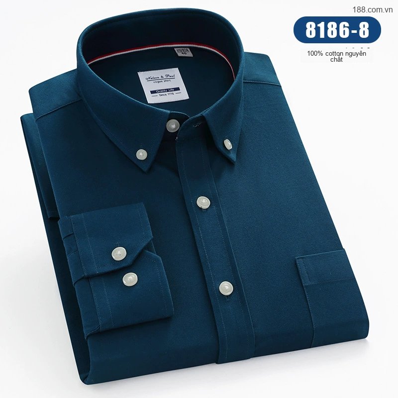 Áo Sơ Mi Nam Tay Dài Cotton Kẻ Sọc Thanh Lịch Phong Cách Công Sở Màu Trắng, Xanh, Đen, Đỏ...