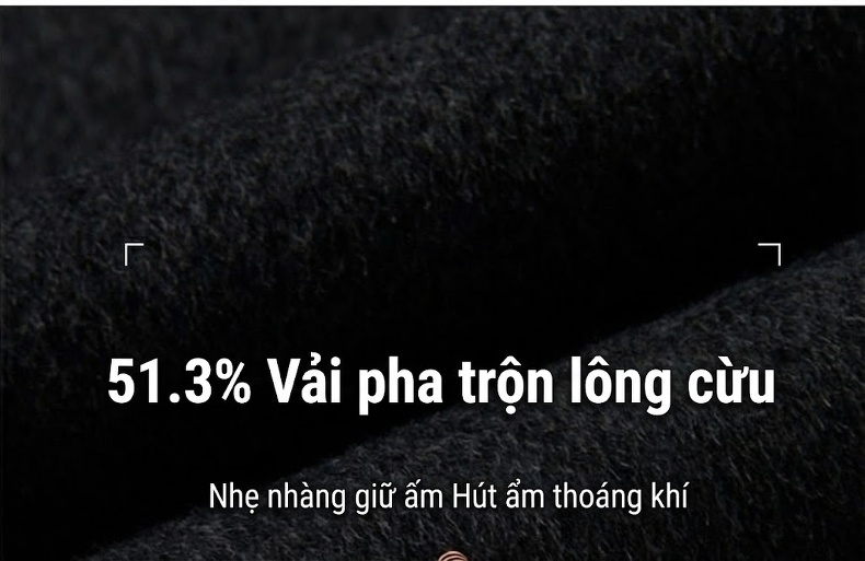 Áo Khoác Nam Dáng Vest Lông Vũ Dày Dặn, Áo Khoác Dạ Hai Mặt Màu Nâu chi tiết 8