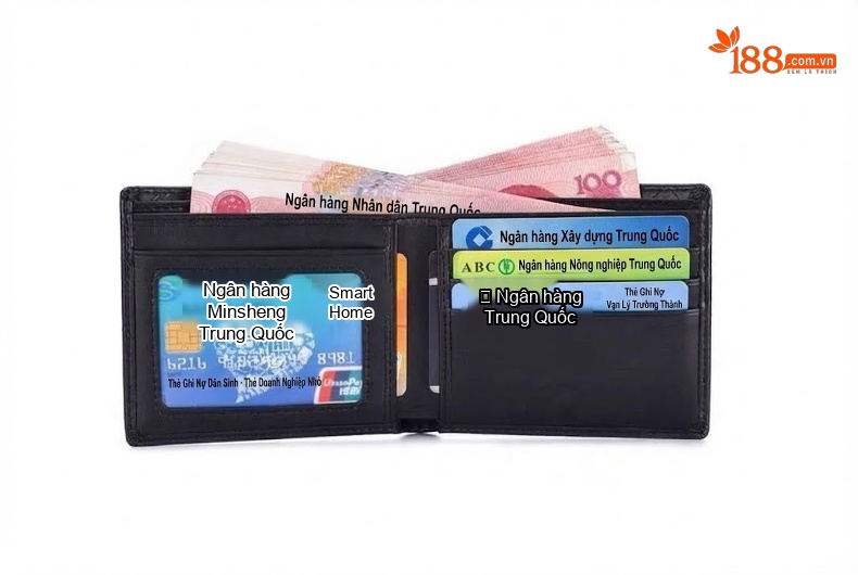 Ví Da Bò Dáng Ngang Dệt Sợi Thủ Công, Ví Đựng Thẻ Da Thật Phong Cách Doanh Nhân Màu Đen chi tiết 10