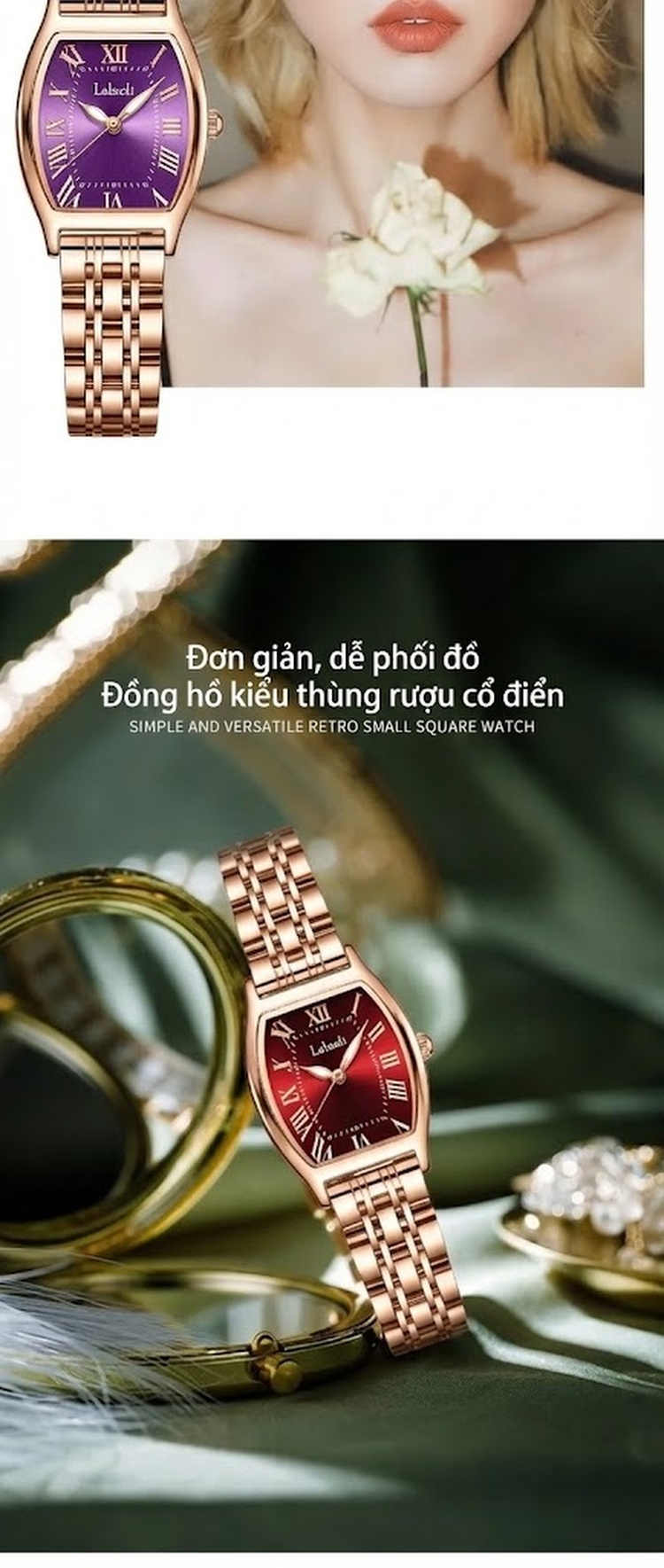 Đồng Hồ Nữ Labaoli Dây Kim Loại Màu Vàng Hồng Mặt Xanh Lá, Đỏ, Xanh Dương, Tím... chi tiết 13