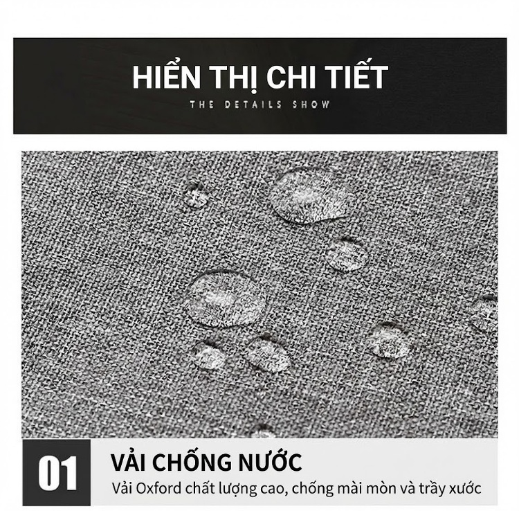 Túi Đeo Chéo Vải Oxford Đa Năng Dáng Hộp Chữ Nhật Công Sở Màu Xám, Đen chi tiết 21