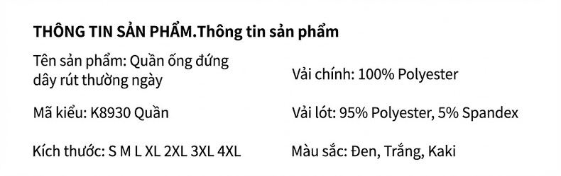 Quần Dài Ống Suông Nam Lưng Thun Rộng Thoải Mái Họa Tiết Màu Đen, Trắng Kem chi tiết 6