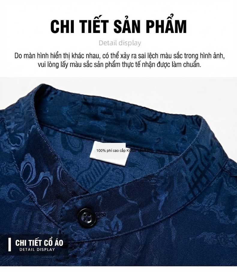 Áo Sơ Mi Nam Tay Ngắn 100 Sợi Tơ Tằm Cao Cấp Cổ Trụ Phong Cách Doanh Nhân Màu Trắng, Xanh Navy, Đỏ, Vàng Kem... chi tiết 19