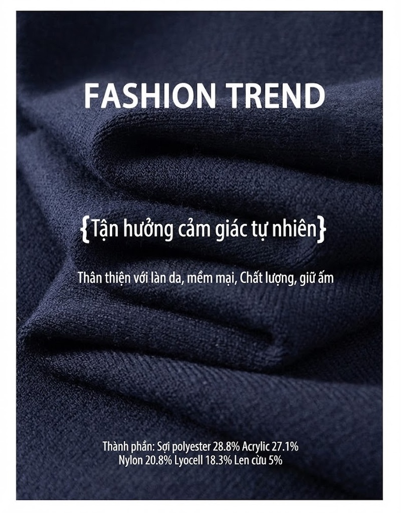 Áo Polo Nam Dệt Kim Cổ Bẻ Dài Tay Giữ Ấm Màu Xám, Xanh Navy, Cam, Đen... chi tiết 4