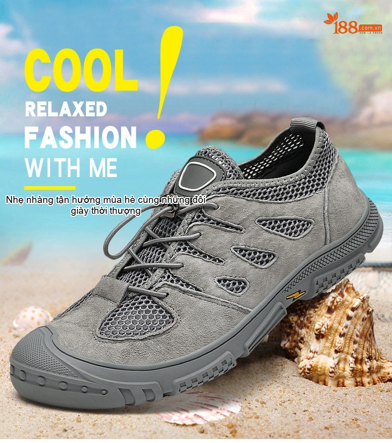 Giày lội nước nam vải lưới thoáng khí nhanh khô chống trượt đi câu cá đi biển đế cao 3 cm chi tiết 2