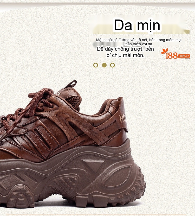 Giày Sneaker Nữ Đế Dày Phong Cách Âu Mỹ Chiều Cao Đế Khoảng 5cm Màu Trắng, Đen, Nâu chi tiết 2