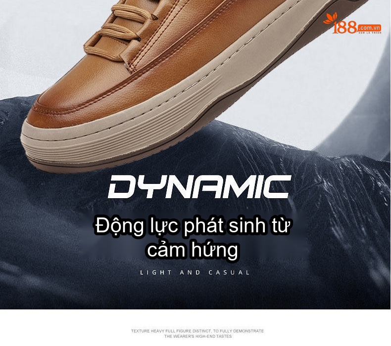 Giày Thể Thao Buộc Dây Nam Da Bóng Chiều Cao Đế Khoảng 3cm Màu Nâu, Đen chi tiết 2