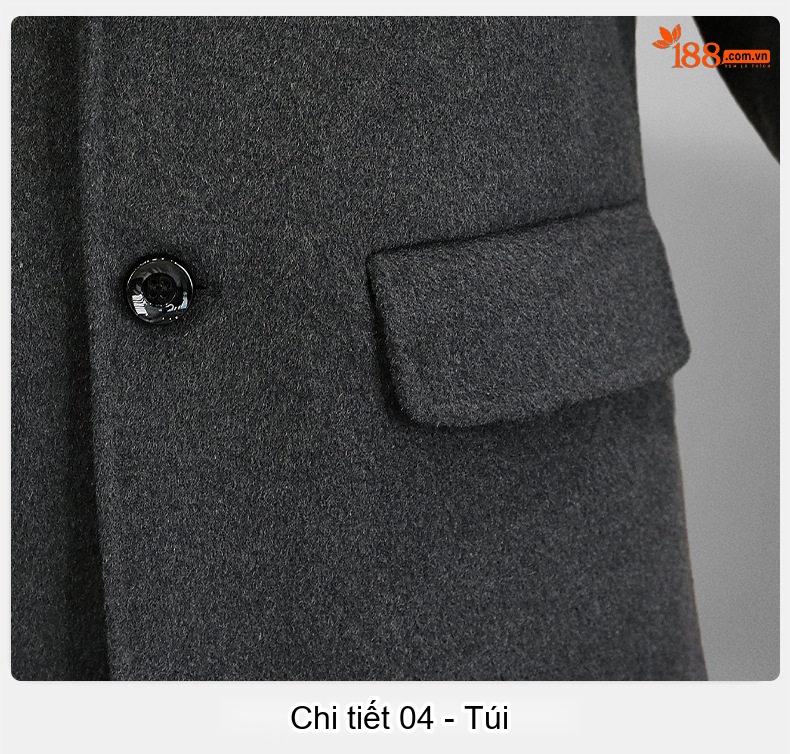 Áo Khoác Dạ Nam Dáng Dài Vừa Cổ chữ Vest Thủ Công Màu Đen, Xám chi tiết 23