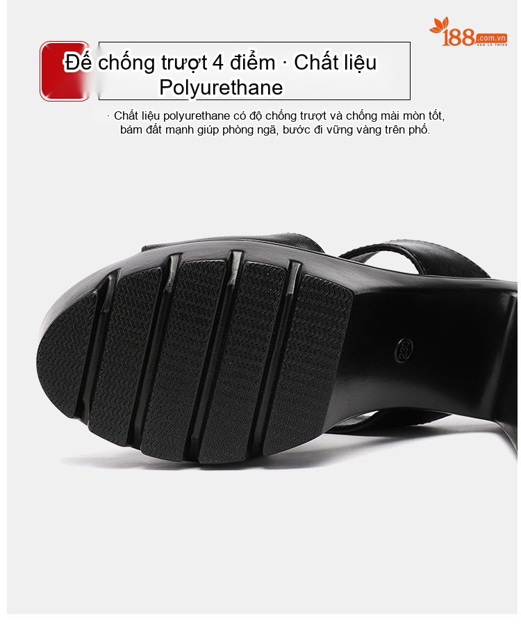 Dép Sục Nữ Hở Mũi Quai Ngang Da Bóng Chiều Cao Đế Khoảng 8cm Màu Đen, Trắng, Đỏ, Bạc... chi tiết 9