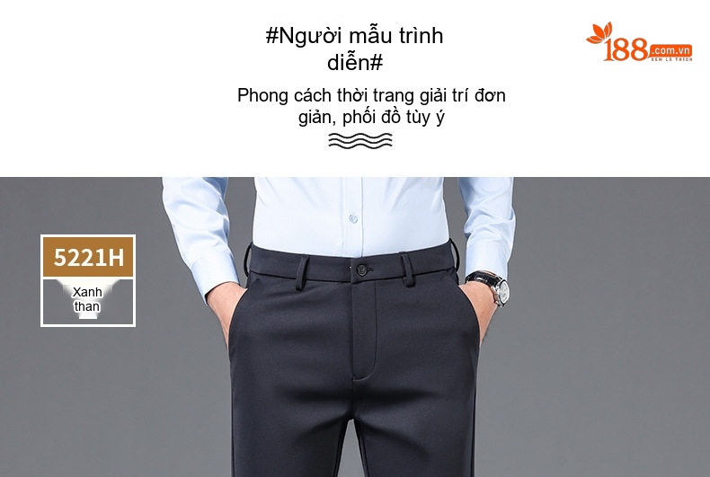 Quần Tây Nam Ống Đứng Dáng Suông Chất Liệu Lông Cừu Thoáng Khí Màu Đen, Xanh Navy chi tiết 15