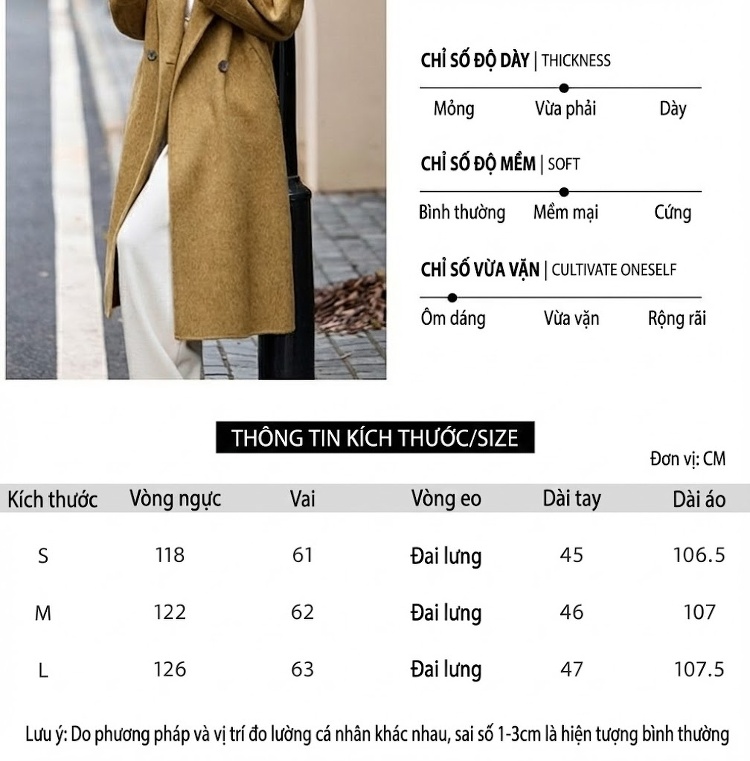 Áo Khoác Dạ Nữ Hai Mặt Dáng Dài Phong Cách Hepburn Màu Be, Nâu, Đen chi tiết 1