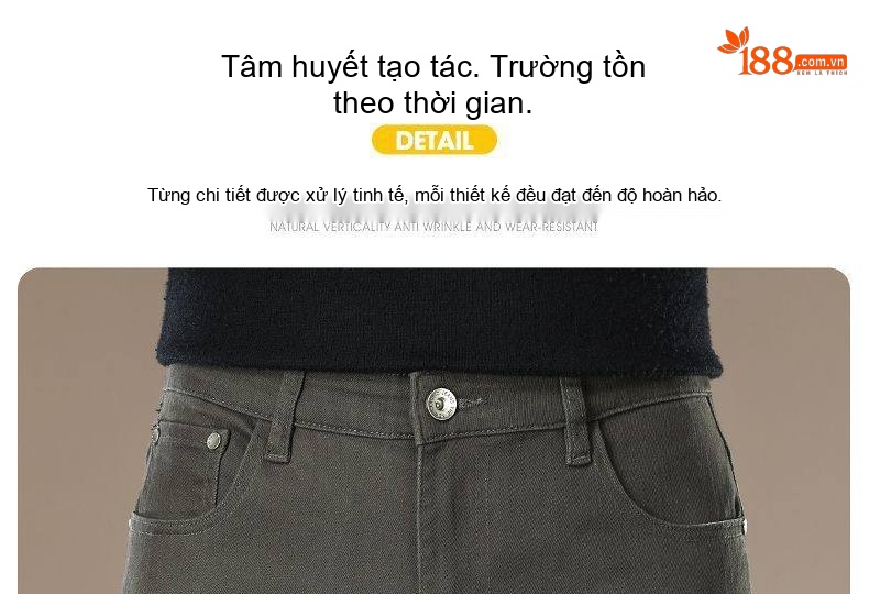 Quần Jean Nam Cotton Màu Trơn Dáng Ôm Vừa Vặn Co Giãn Tốt Màu Xám chi tiết 8