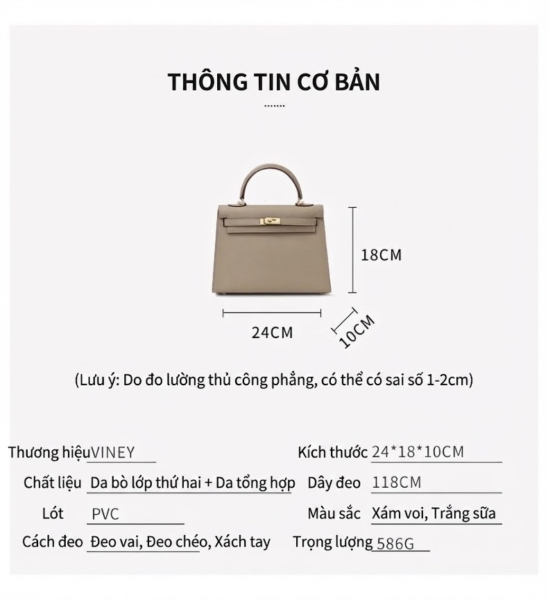Túi Xách Tay Nữ Da Thật Đeo Chéo Thời Trang Cao Cấp Màu Nâu, Trắng chi tiết 3