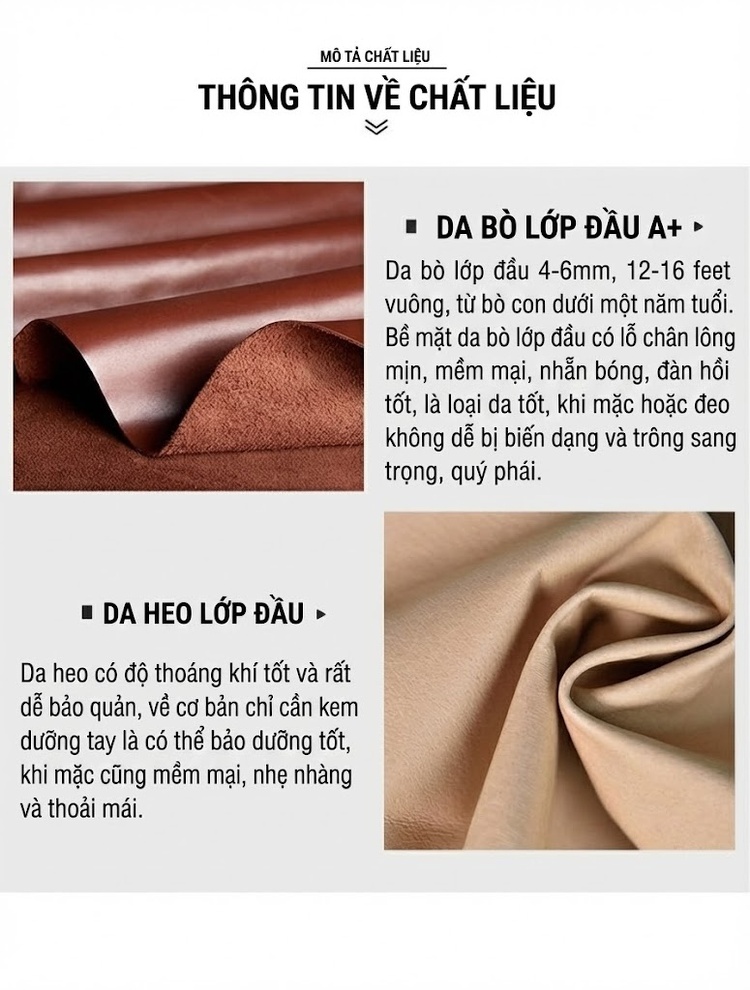 Giày Tây Buộc Dây Nam Da Thật Mũi Brogue Chiều Cao Đế Khoảng 3cm Màu Nâu chi tiết 8