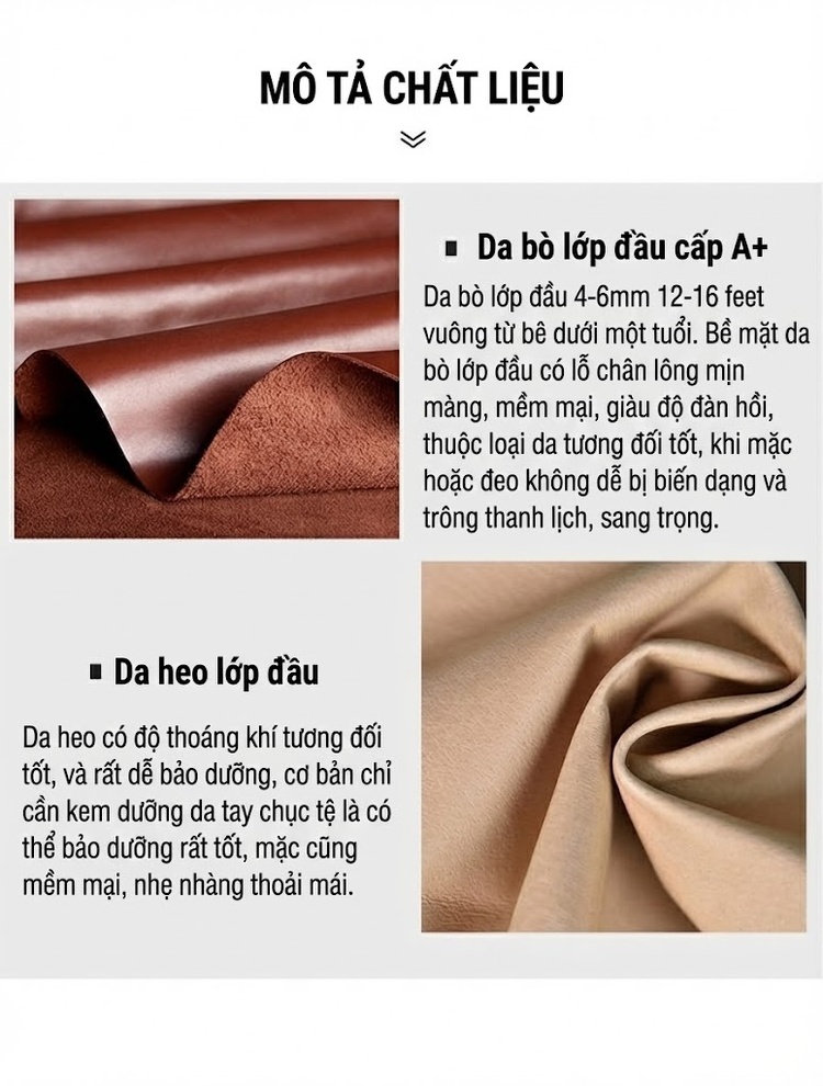 Giày Tây Brogue Buộc Dây Nam Da Bò Chiều Cao Đế Khoảng 3cm Màu Nâu chi tiết 8