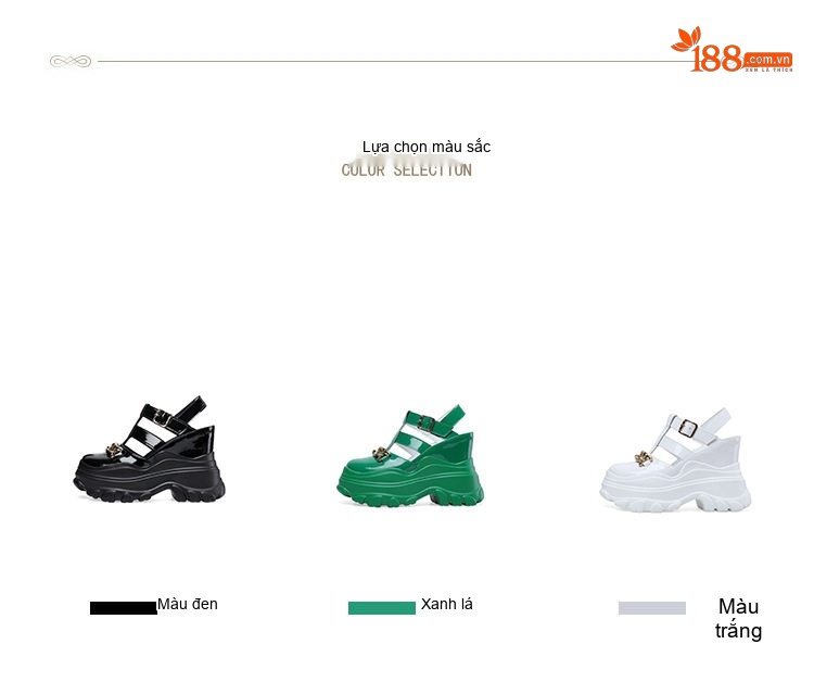 Giày Sandal Cao Gót Nữ Bít Mũi Da Bóng Đế Xuồng Gót Cao 12cm Màu Đen, Xanh Lá, Trắng chi tiết 3