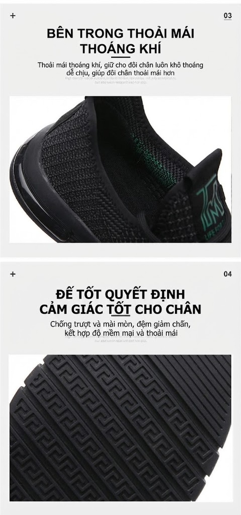 Giày Thể Thao Nam Vải Lưới Thoáng Khí Chiều Cao Đế Khoảng 4cm Màu Đen chi tiết 9