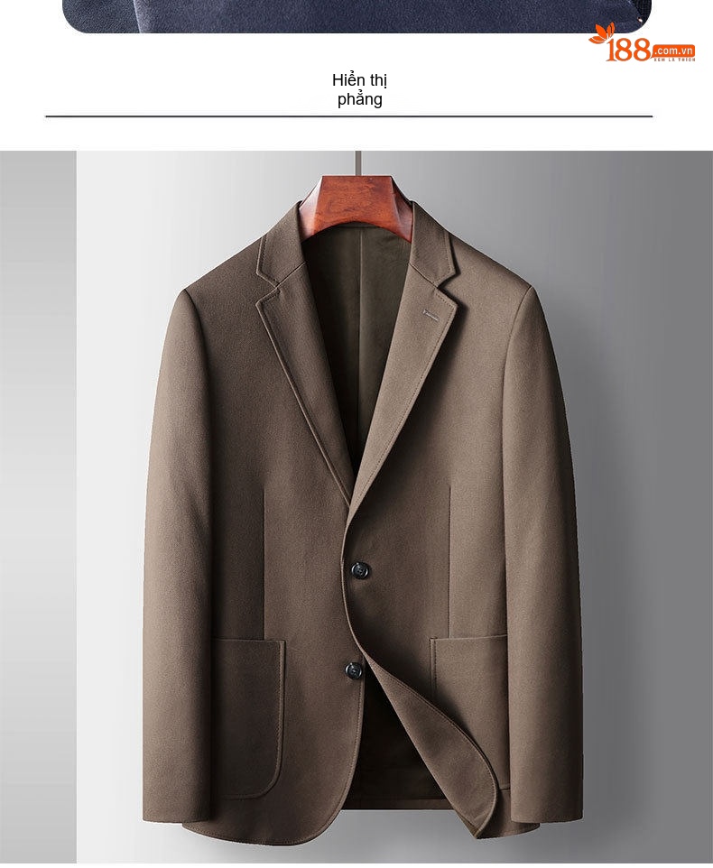 Áo Khoác Blazer Nam Màu Đen, Nâu, Xám Áo Vest Công Sở Thu Đông chi tiết 8