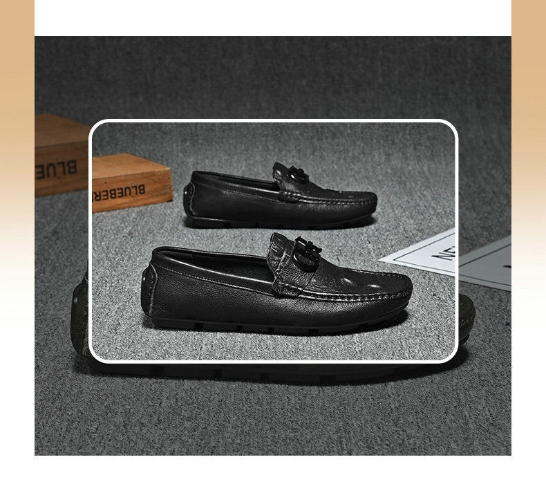Giày Lười Nam Da Bò Vân Cá Sấu Chiều Cao Đế Khoảng 2cm Màu Đen, Nâu, Vàng chi tiết 3
