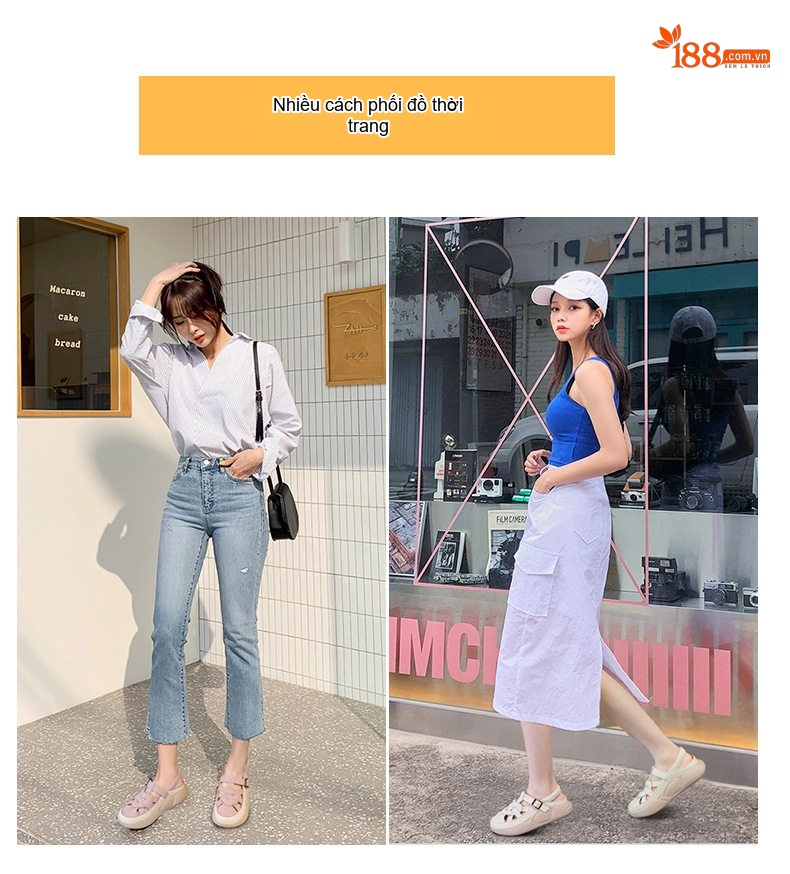 Dép Sandal Nữ Bít Mũi Da Mềm Đế Mềm Cho Bà Bầu Đế Cao 3cm - 4cm Màu Trắng, Xanh, Hồng, Đen chi tiết 7