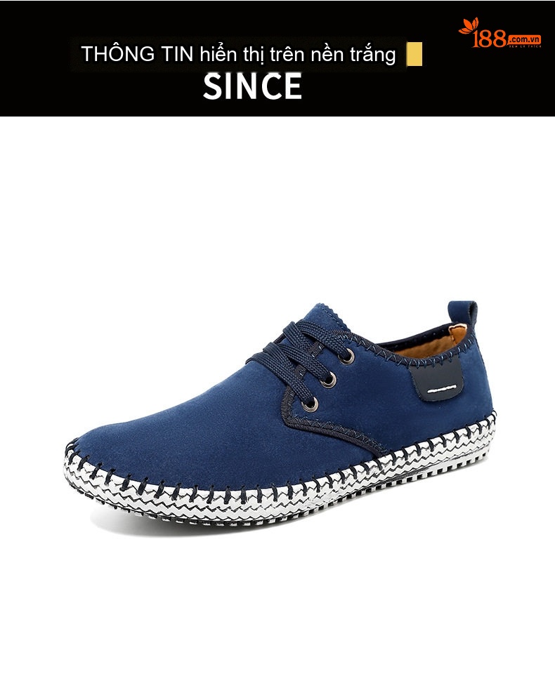 Giày Thể Thao Buộc Dây Nam Da Mờ Chiều Cao Đế Khoảng 2cm Màu Xanh Navy, Xám, Đen chi tiết 38