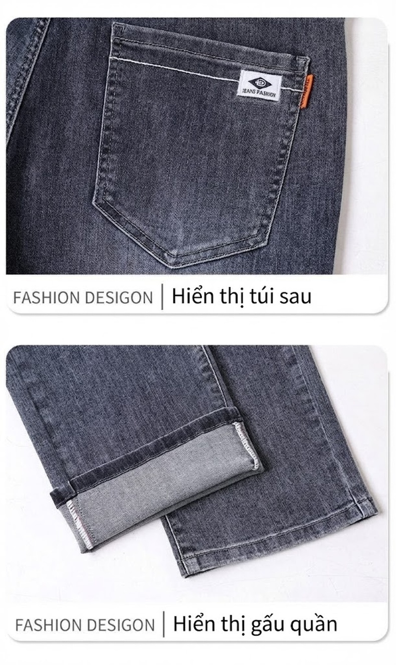 Quần Jean Nam Ống Đứng Dáng Rộng Co Giãn Thoải Mái Phong Cách Thu Đông Màu Xanh Đậm, Xanh Nhạt chi tiết 53