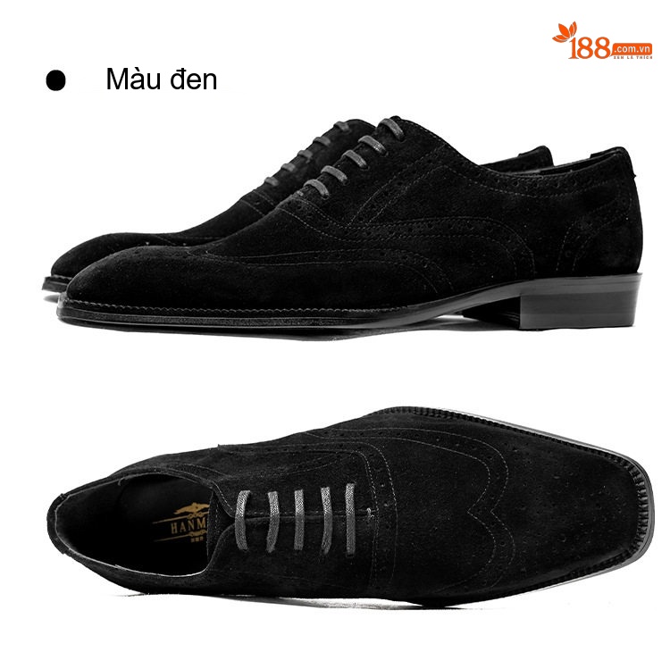 Giày Tây Buộc Dây Nam Da Mờ Chiều Cao Đế Khoảng 3cm Màu Đen, Nâu, Xám, Tím chi tiết 14